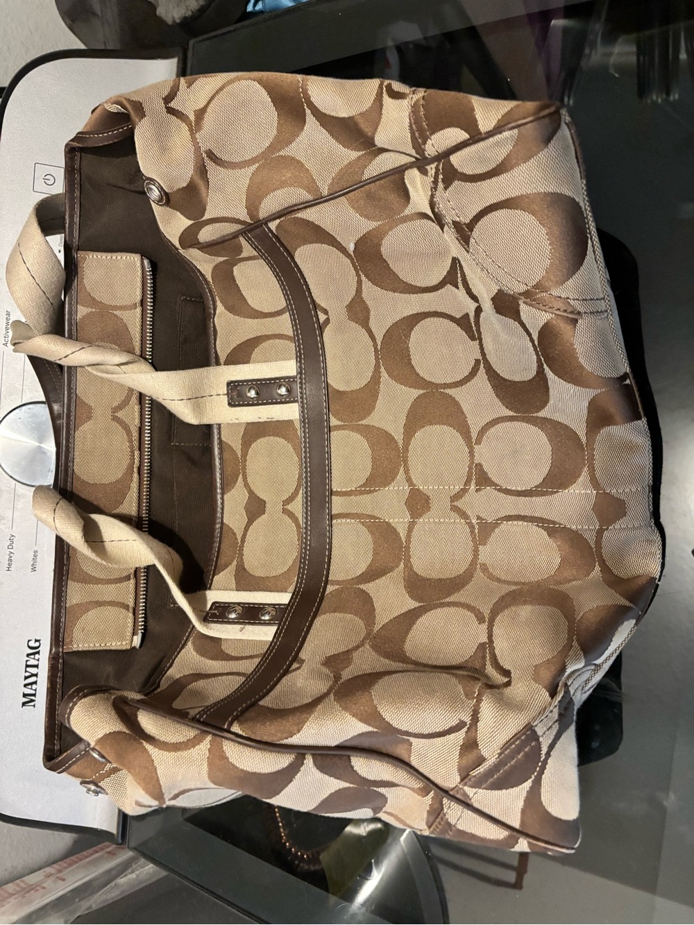 Vintage Authentic Coach Signature Canvas Tote Bag